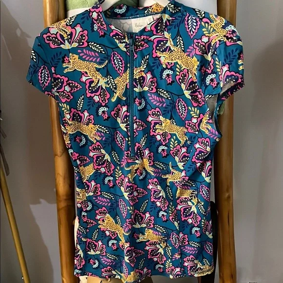 Boden size 8 Rashguard Vibrant Jungle Print Top - Picture 2 of 5